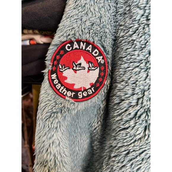 Canada Weather Heat Women’s Teal Deep Pile Fleece Hoodie Size Medium - Picture 4 of 6